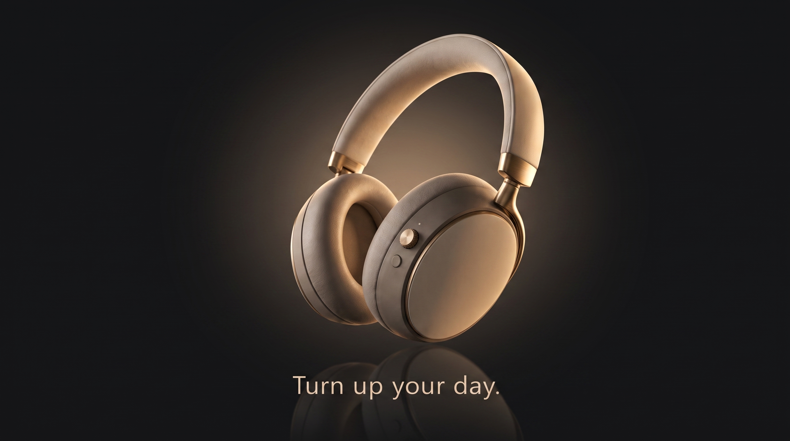 HALO headphones in cream and gold