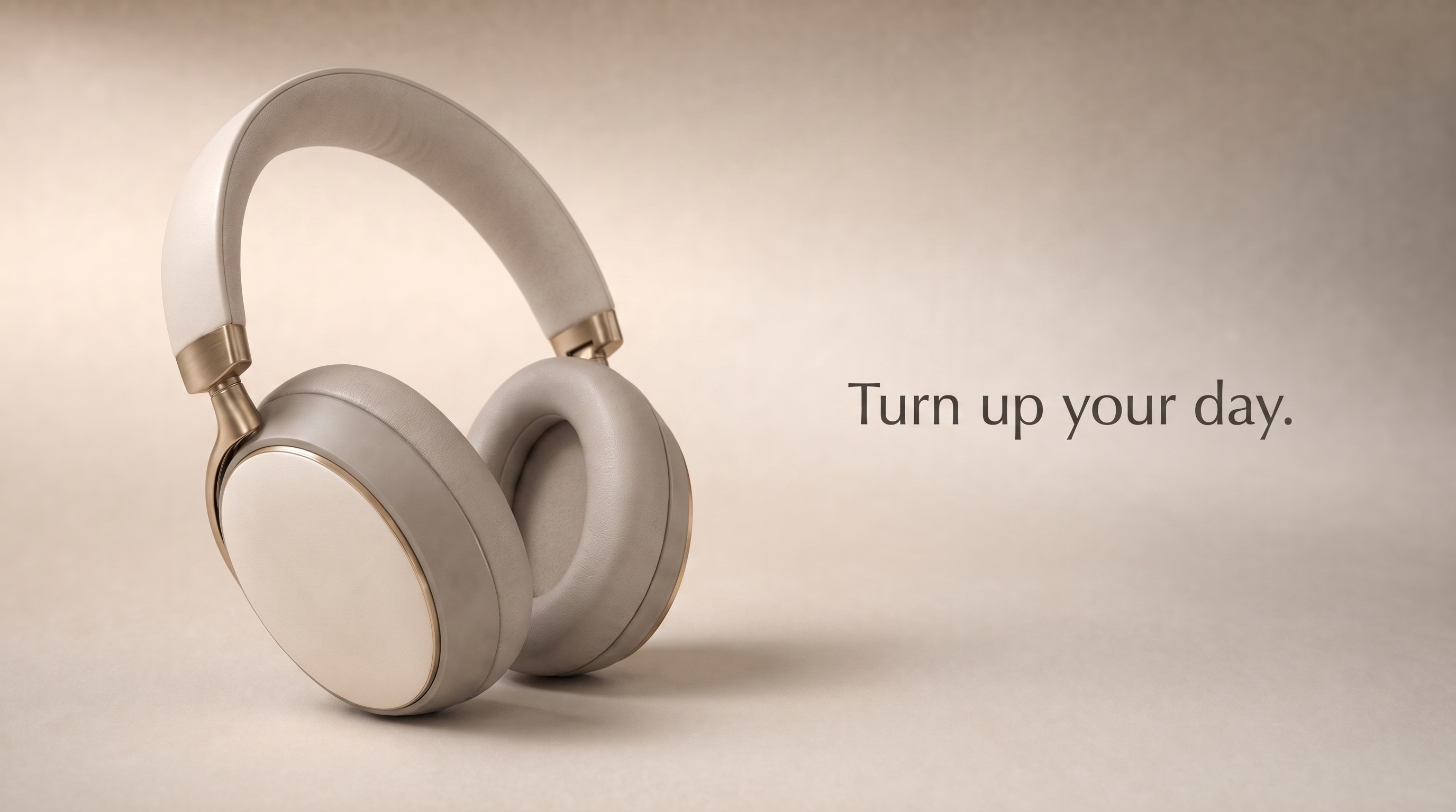 HALO headphones in cream and gold — turn up your day